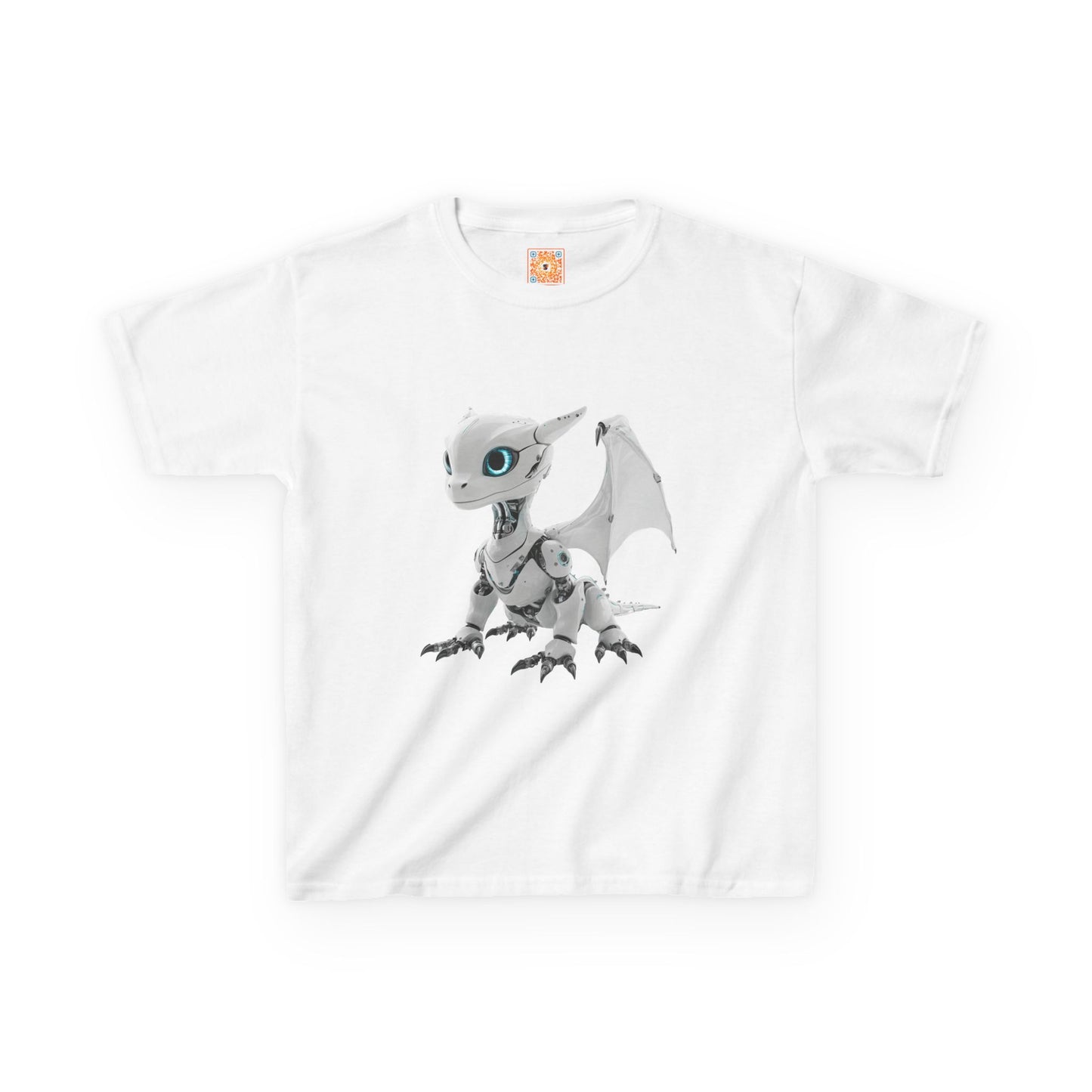 Little White Robot Dragon Kids Heavy Cotton T-Shirt - Teeny Tiny Dragons