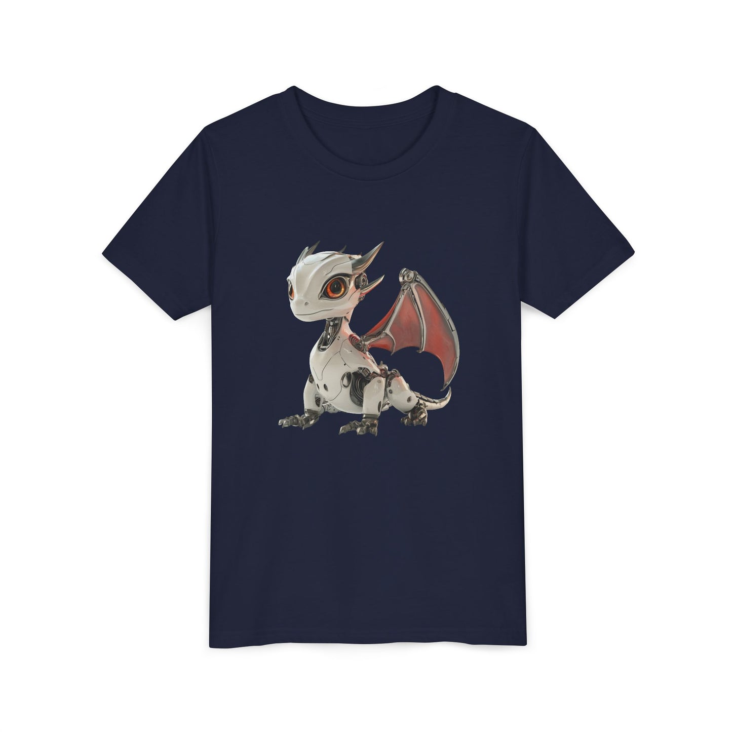 Red Eyed Robot Dragon - Youth Short Sleeve T-Shirt - Teeny Tiny Dragons