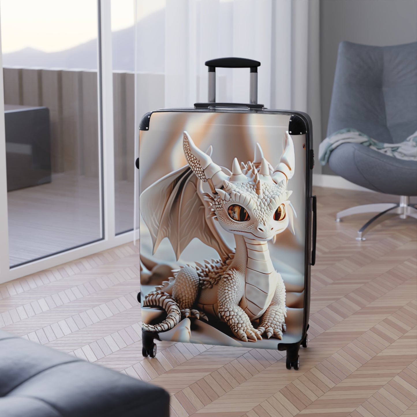 Gorgeous Little White Dragon Suitcase - Teeny Tiny Dragons