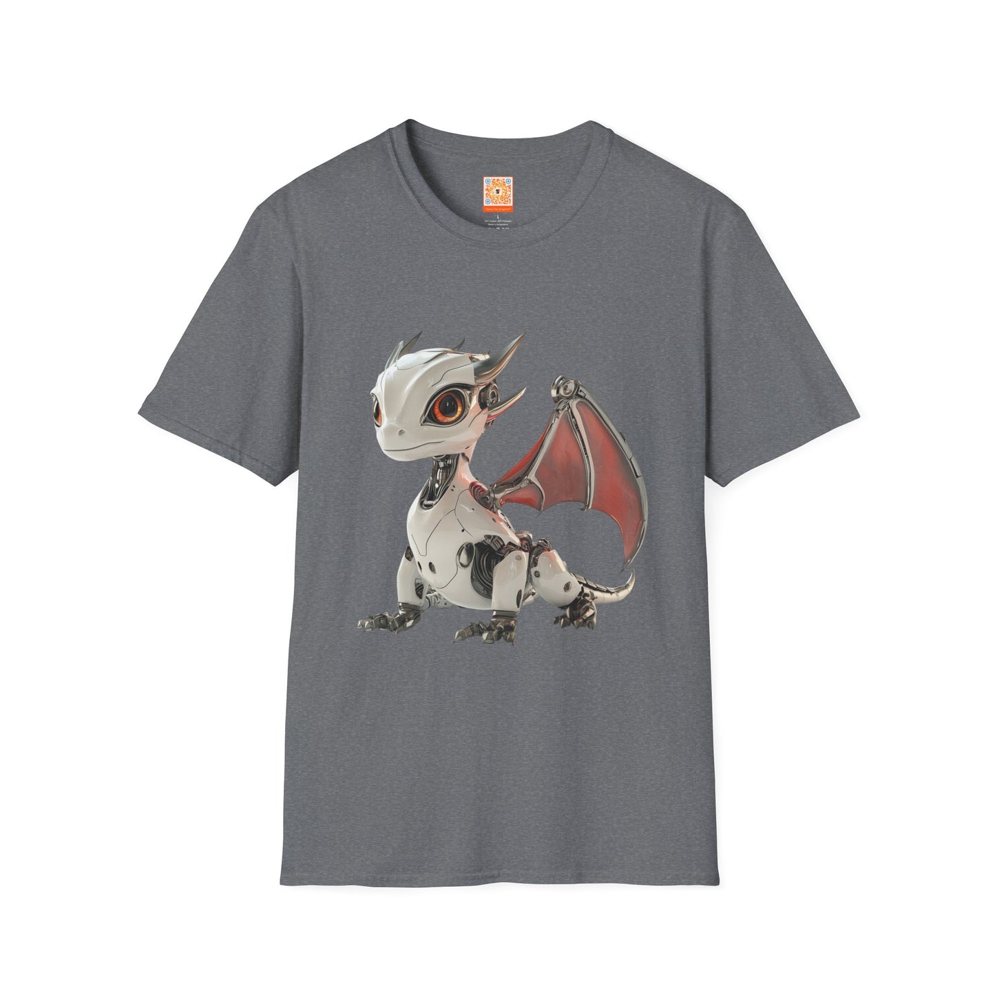 Sitting Robot Dragon Adult Unisex Softstyle T-Shirt - Teeny Tiny Dragons