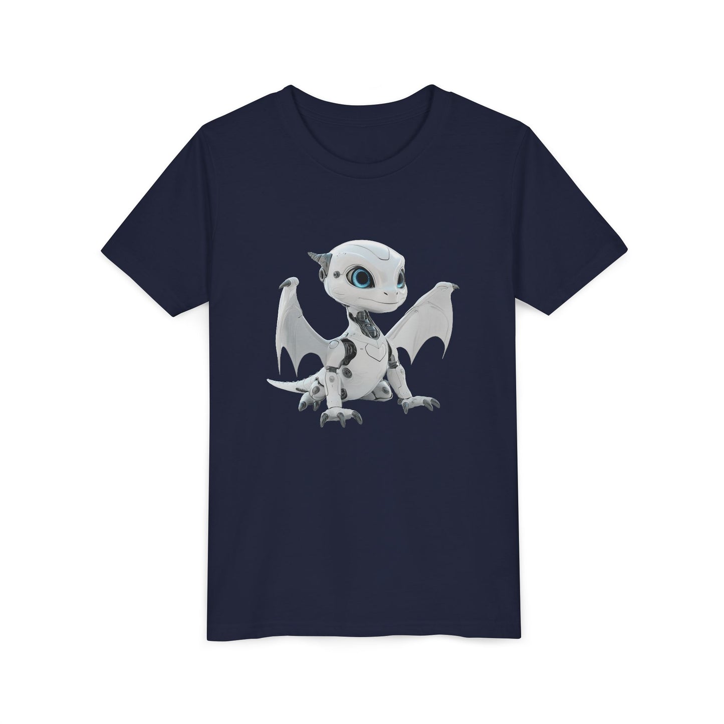 White Robot Dragon - Youth Short Sleeve T-Shirt - Teeny Tiny Dragons