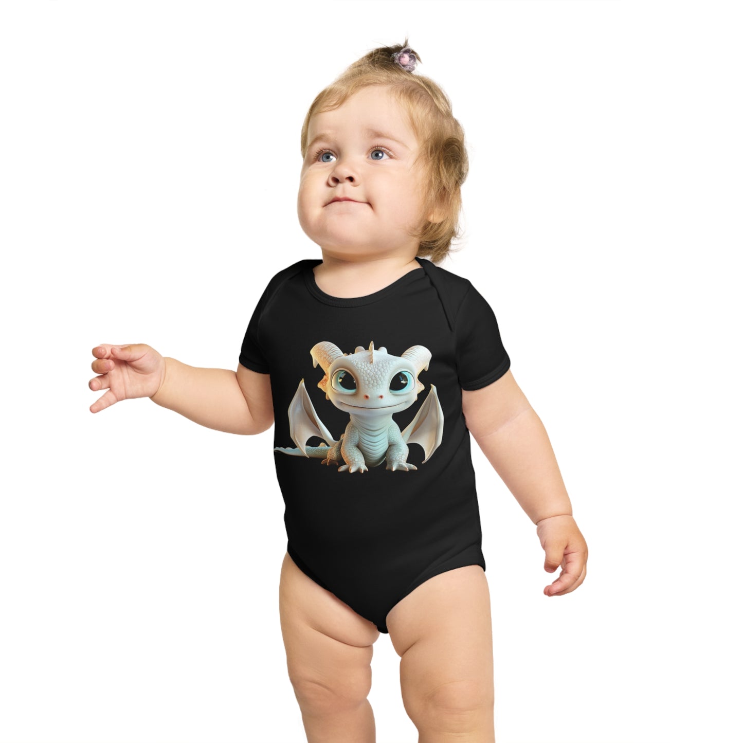 Short Sleeve Baby Bodysuit with Cute Baby Dragon | Teeny Tiny Dragons