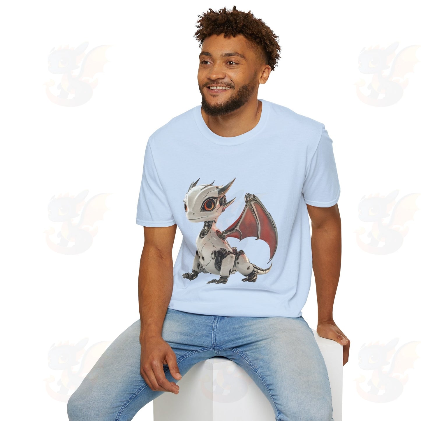 Adult Robot Dragon Design Unisex Softstyle T-Shirt