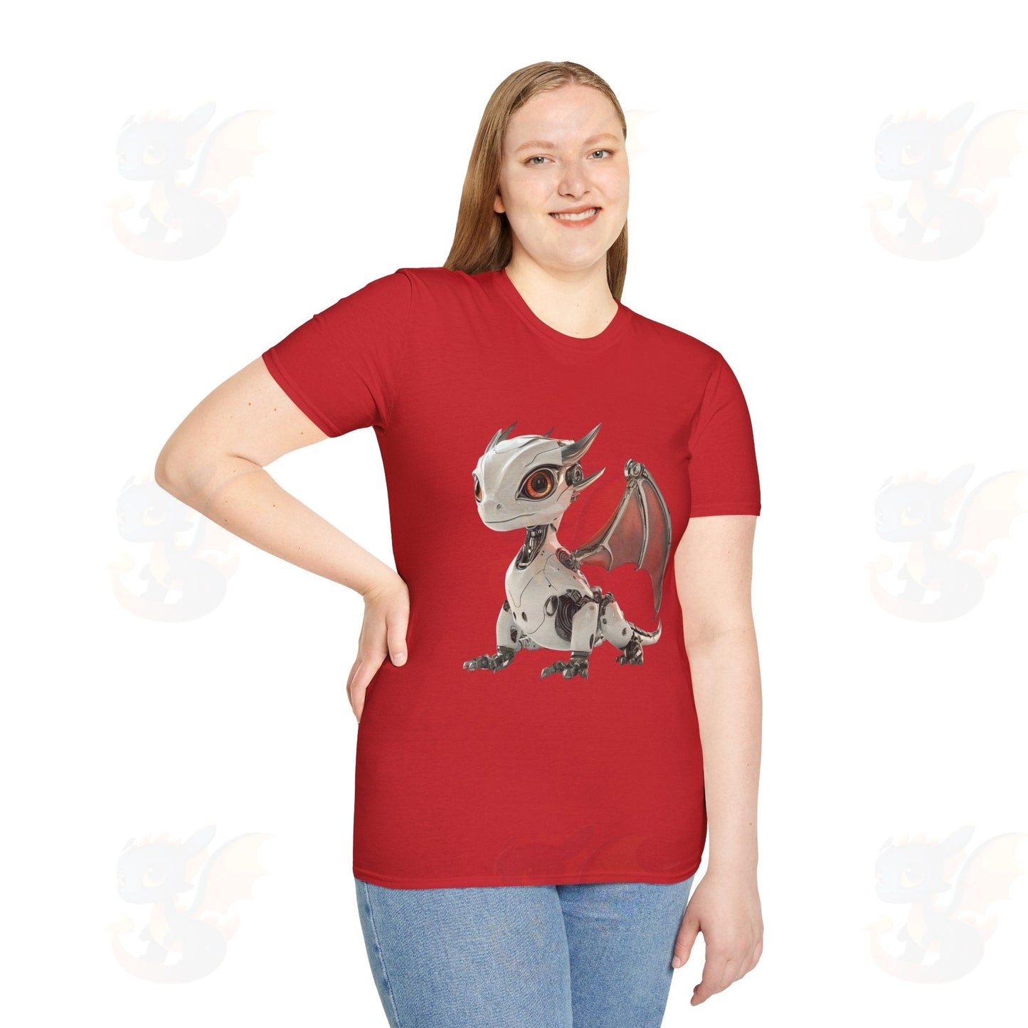 Adult Robot Dragon Design Unisex Softstyle T-Shirt