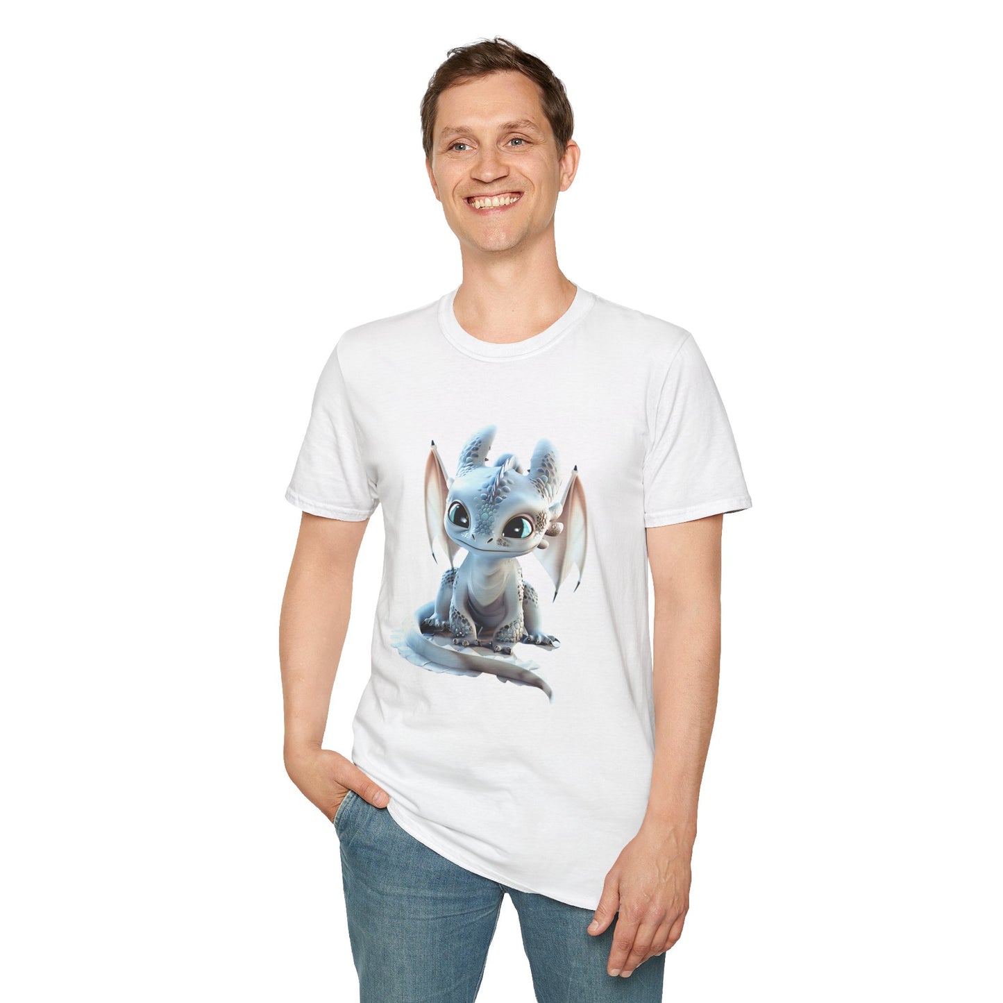 Gorgeous Little Blue Dragon Adult Unisex Softstyle T-Shirt - Teeny Tiny Dragons