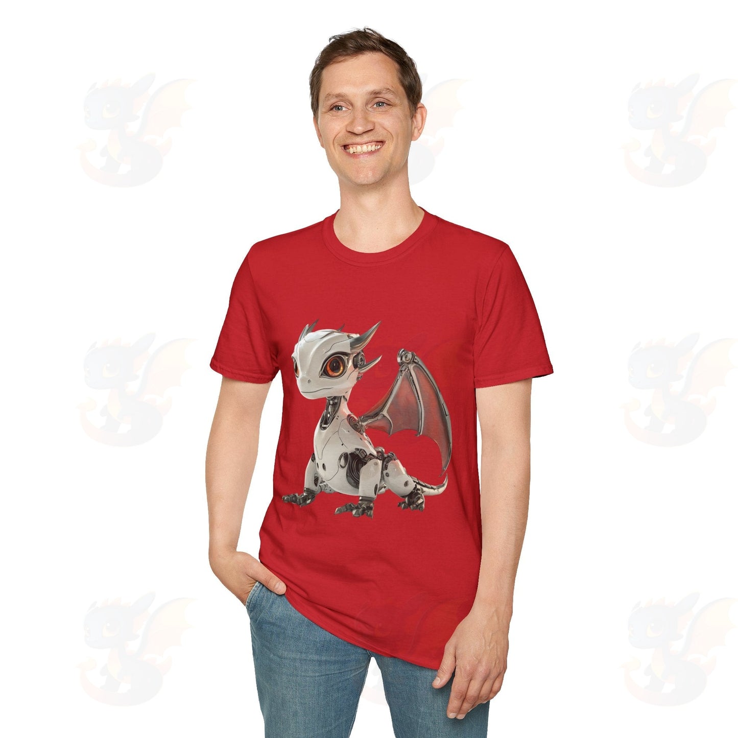 Adult Robot Dragon Design Unisex Softstyle T-Shirt