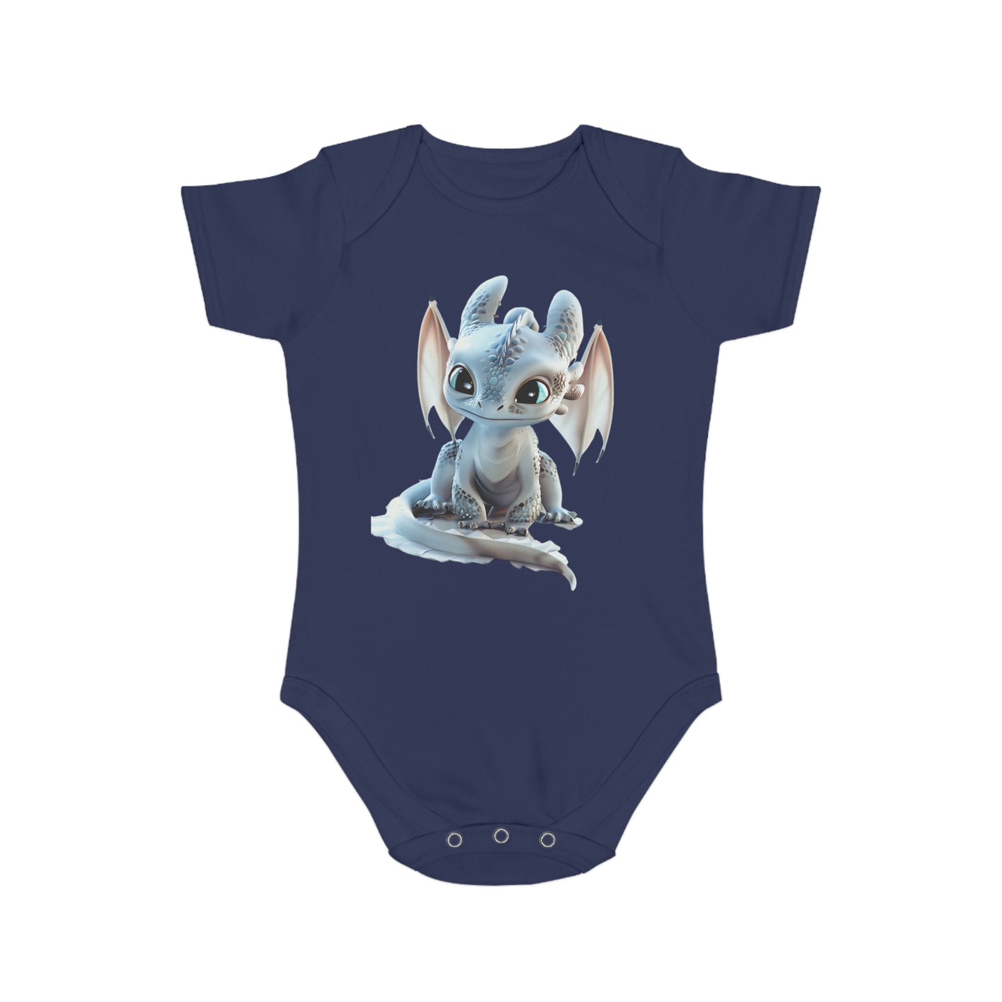 Short Sleeve Baby Bodysuit with an Adorable Baby Dragon