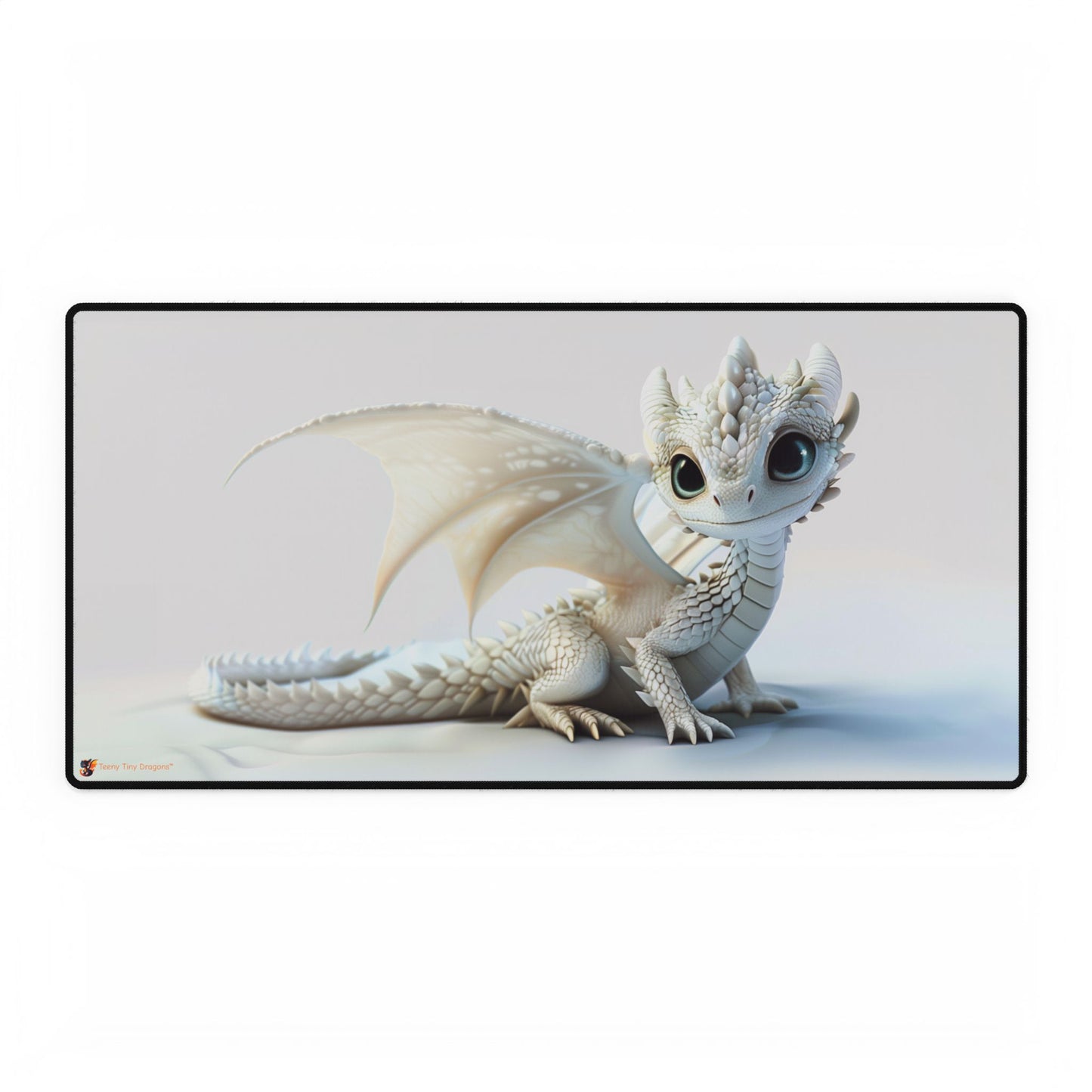 Beautiful White Dragon Desk Mat - Teeny Tiny Dragons