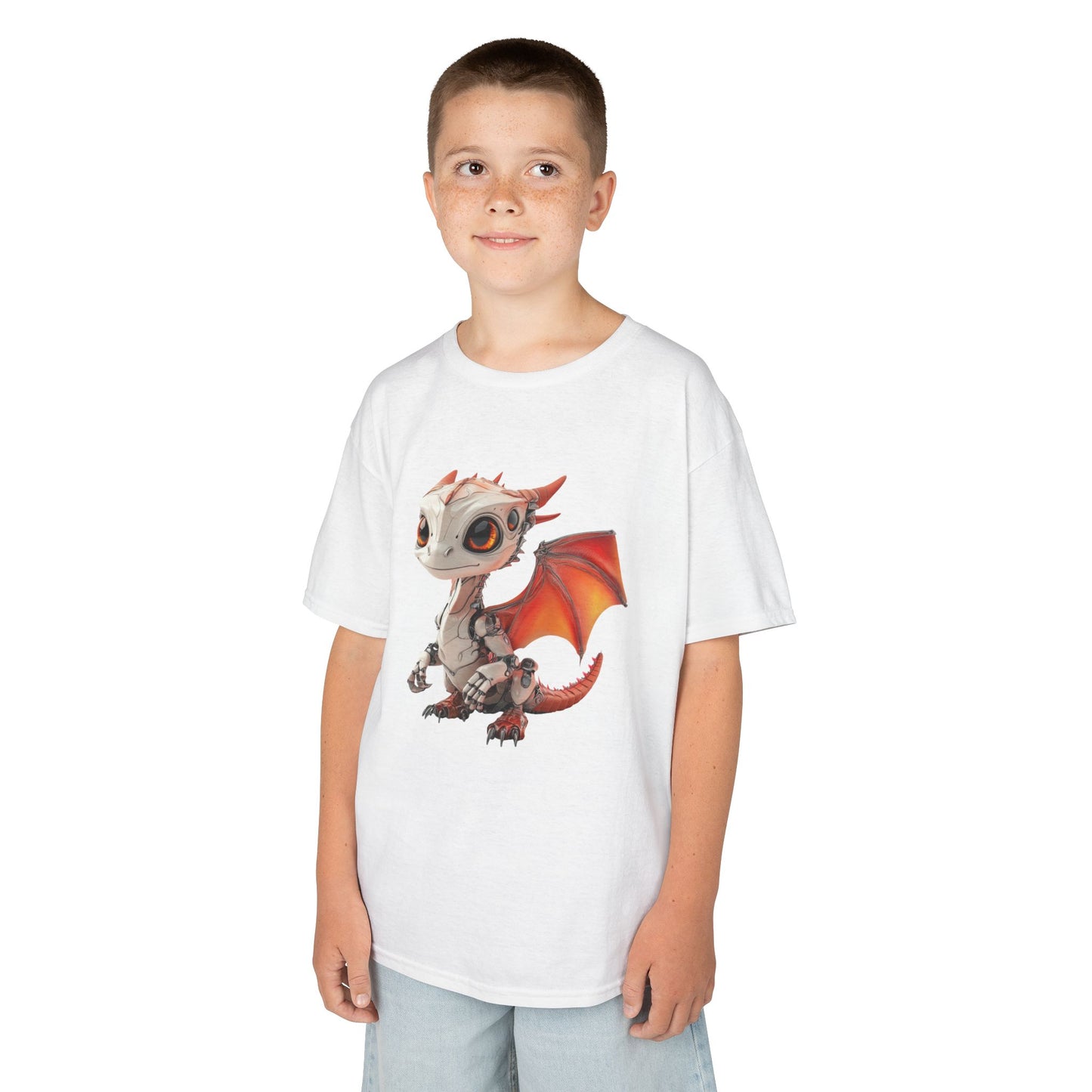 Red Robot Dragon Kids Heavy Cotton T-Shirt - Teeny Tiny Dragons