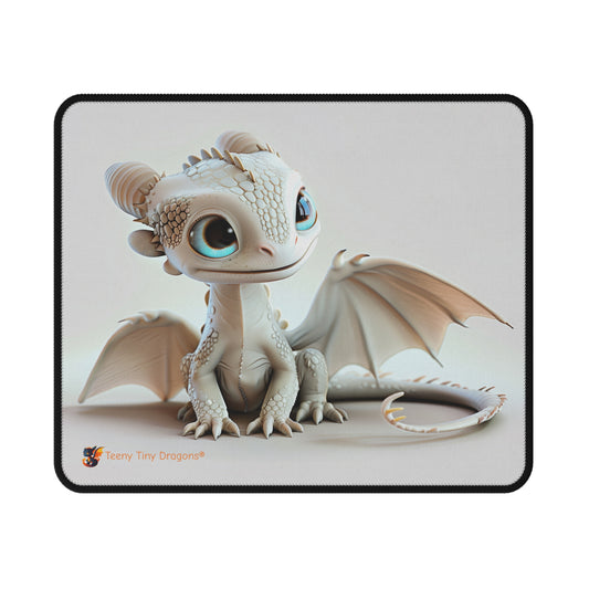 Cute White Baby Dragon Fantasy Art Mouse Pad - Teeny Tiny Dragons