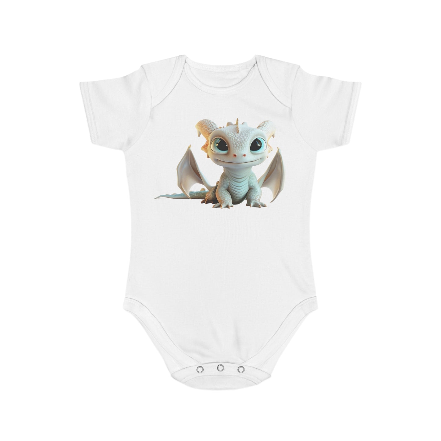 Short Sleeve Baby Bodysuit with Cute Baby Dragon | Teeny Tiny Dragons