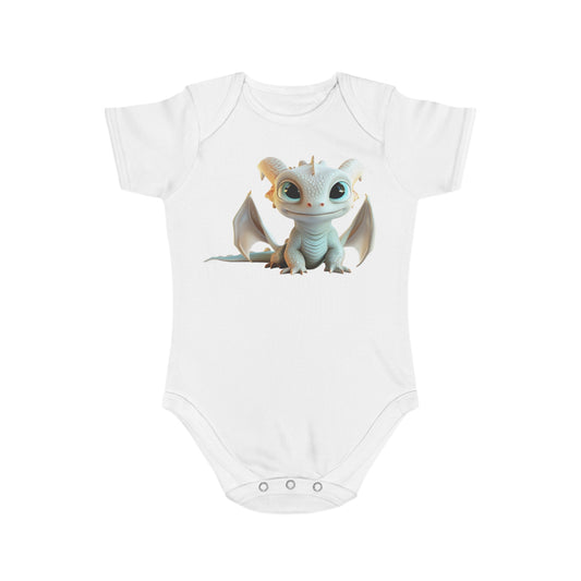 Short Sleeve Baby Bodysuit with Cute Baby Dragon | Teeny Tiny Dragons