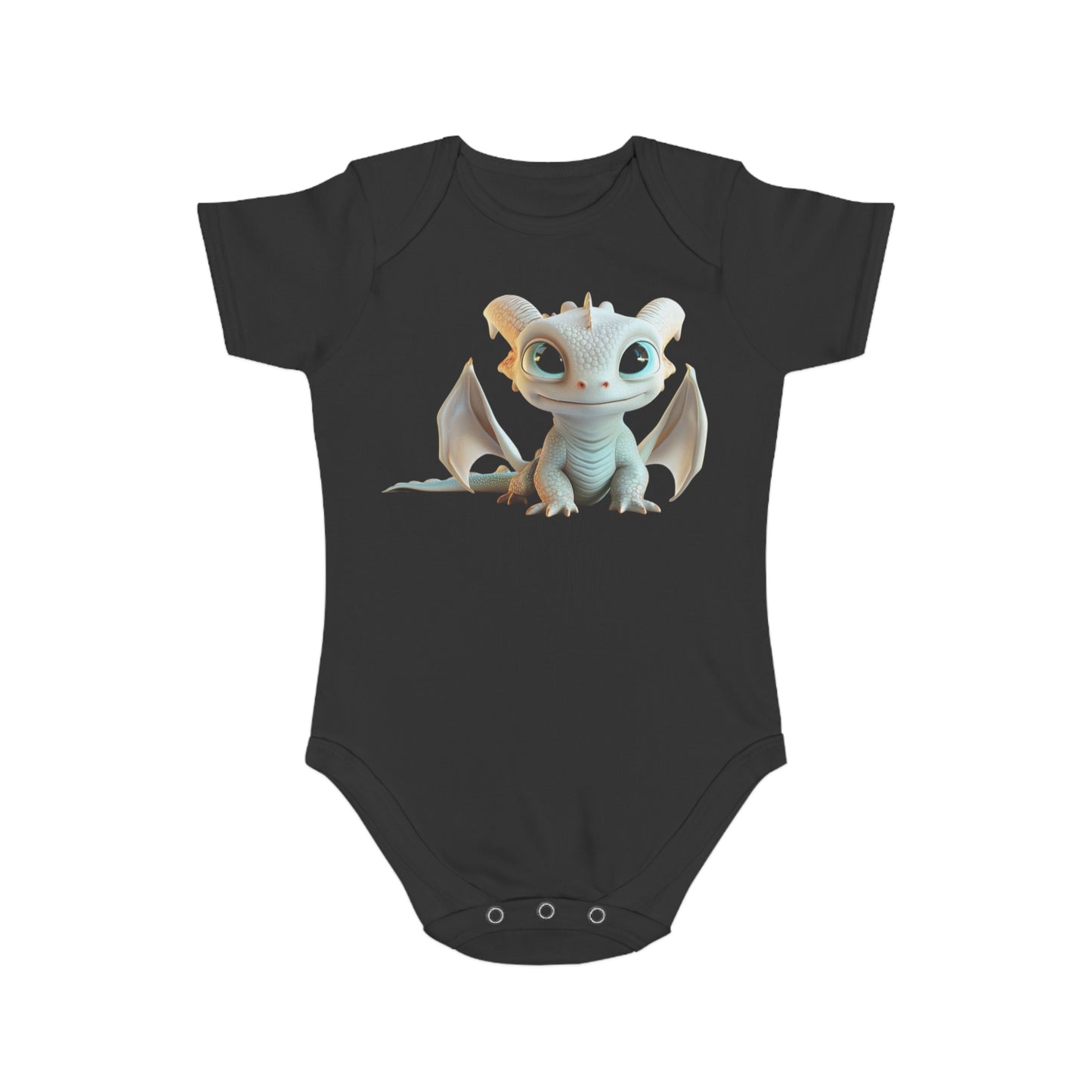 Short Sleeve Baby Bodysuit with Cute Baby Dragon | Teeny Tiny Dragons