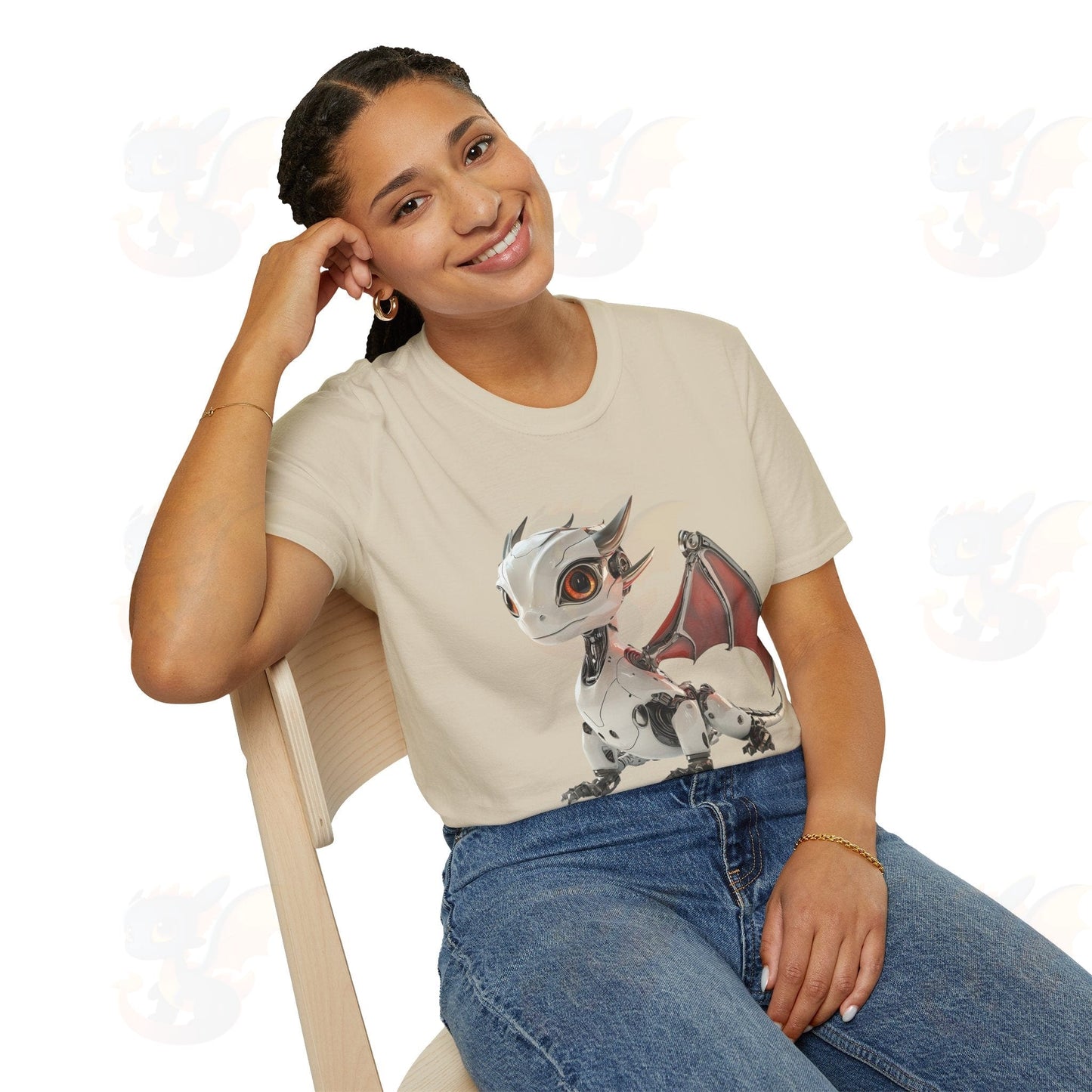 Adult Robot Dragon Design Unisex Softstyle T-Shirt