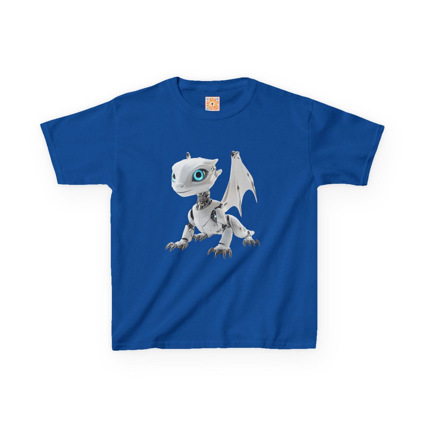 Blue Eyed Robot Dragon Heavy Cotton T-Shirt - Teeny Tiny Dragons