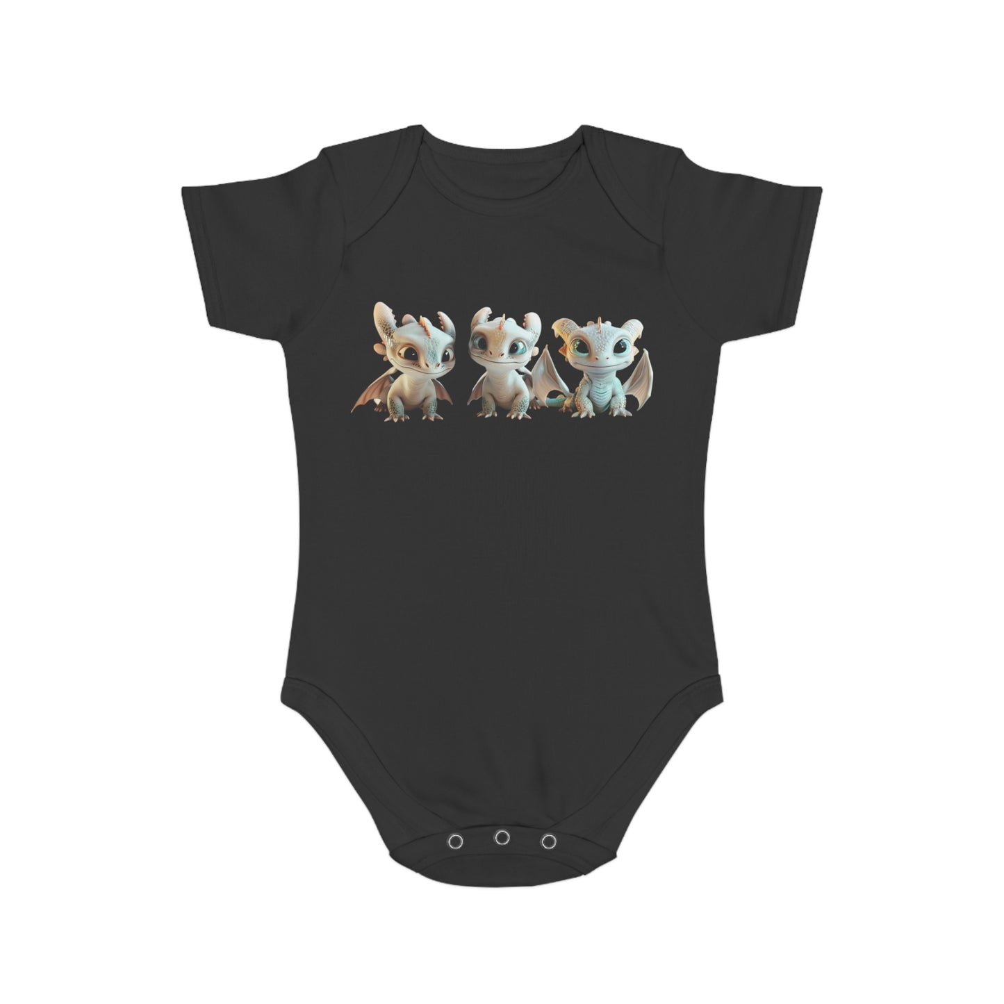Short Sleeve Baby Bodysuit with 3 Cute Baby Dragons | Teeny Tiny Dragons