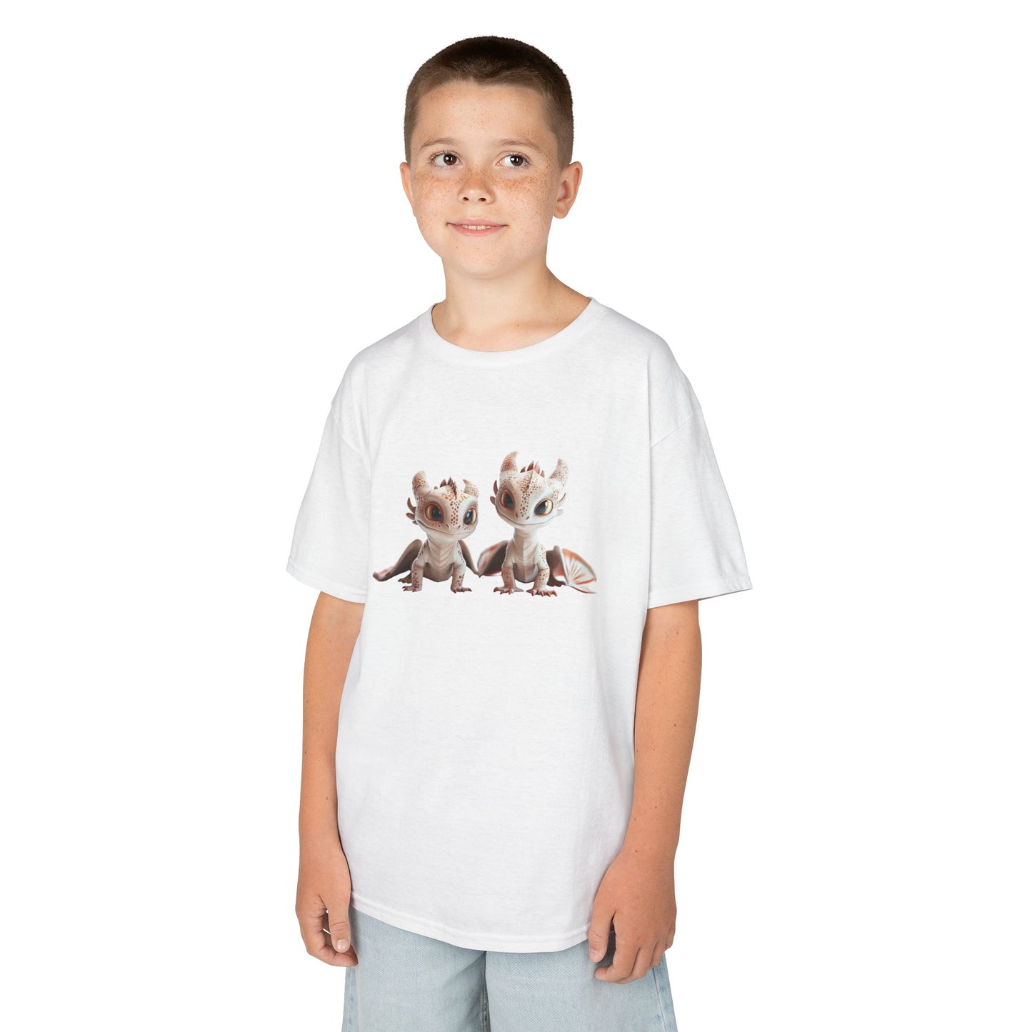 2 Adorable Dragons Kids Heavy Cotton T-Shirt - Teeny Tiny Dragons