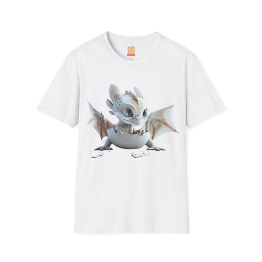 Baby Dragon Hatching from Egg Adult Unisex Softstyle T-Shirt - Teeny Tiny Dragons