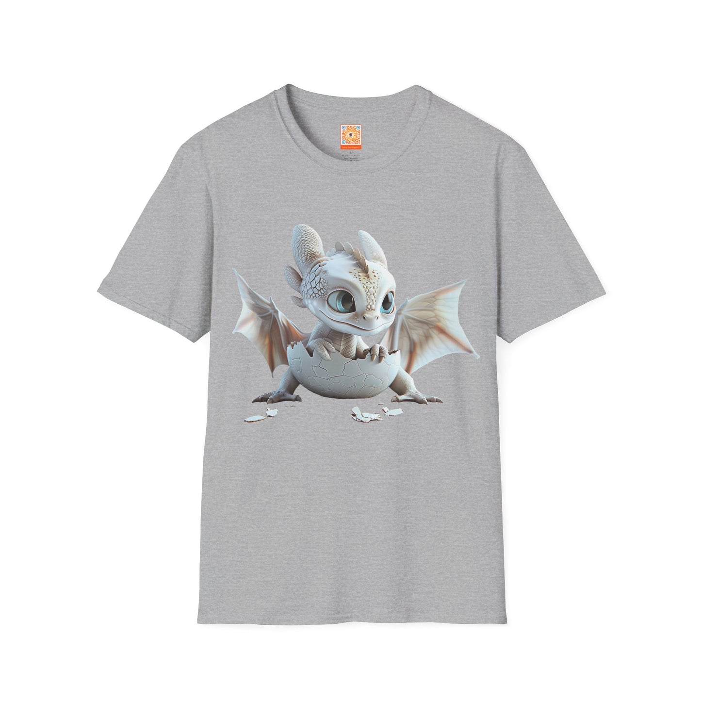 Baby Dragon Hatching from Egg Adult Unisex Softstyle T-Shirt - Teeny Tiny Dragons