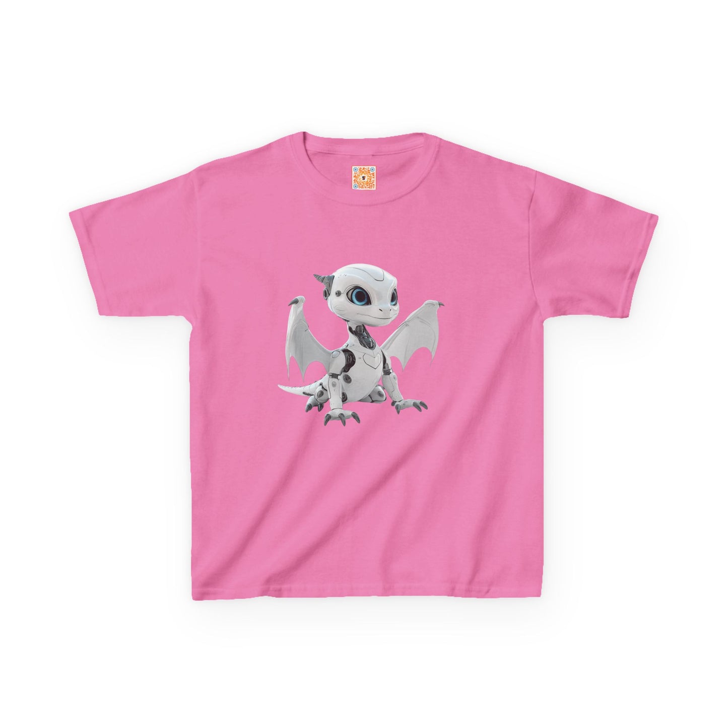 Cute White Robot Dragon Kids Heavy Cotton T-Shirt - Teeny Tiny Dragons