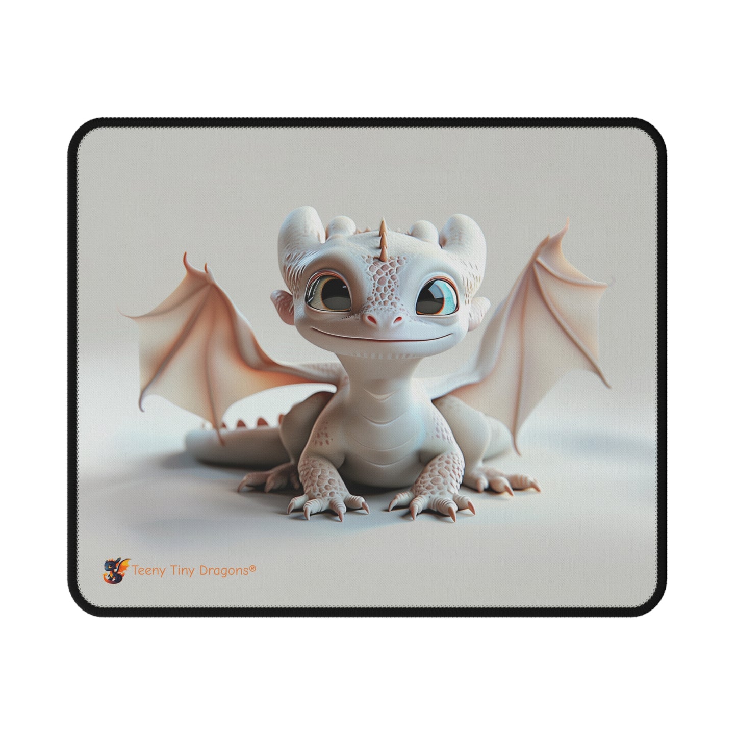 Adorable White Baby Dragon Fantasy Art Mouse Pad - Teeny Tiny Dragons