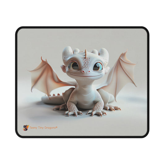 Adorable White Baby Dragon Fantasy Art Mouse Pad - Teeny Tiny Dragons
