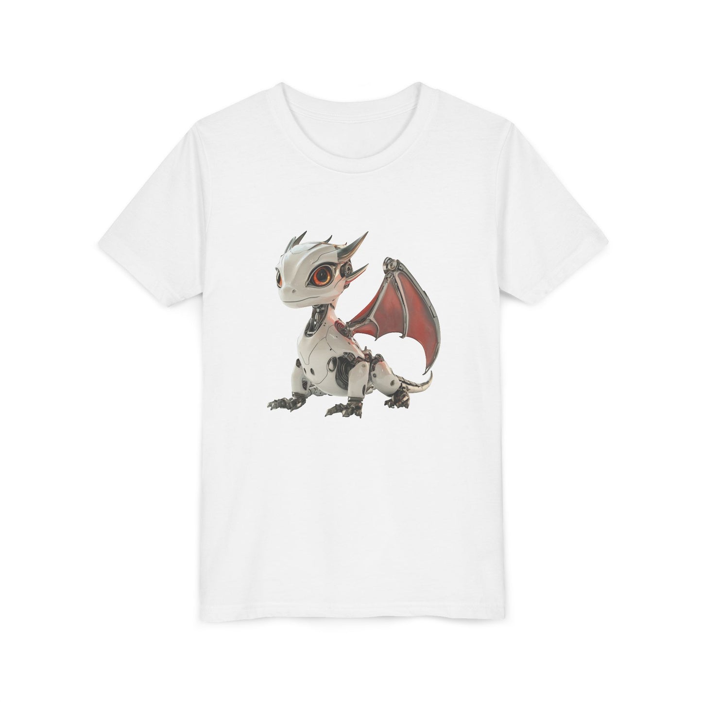 Red Eyed Robot Dragon - Youth Short Sleeve T-Shirt - Teeny Tiny Dragons