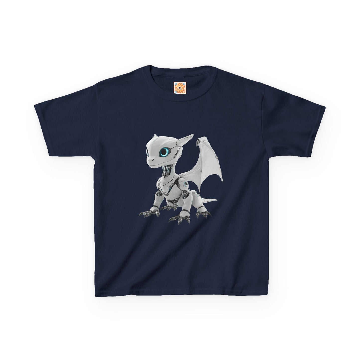 Little White Robot Dragon Kids Heavy Cotton T-Shirt - Teeny Tiny Dragons