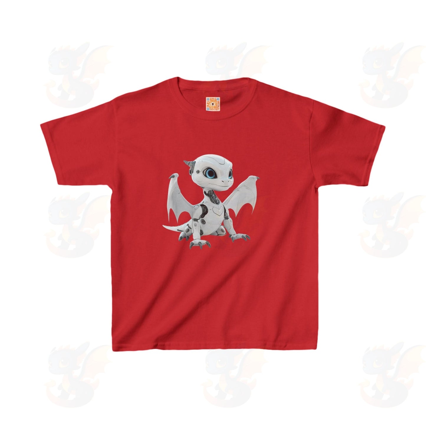 Cute White Robot Dragon - Kids Heavy Cotton™ T-Shirt