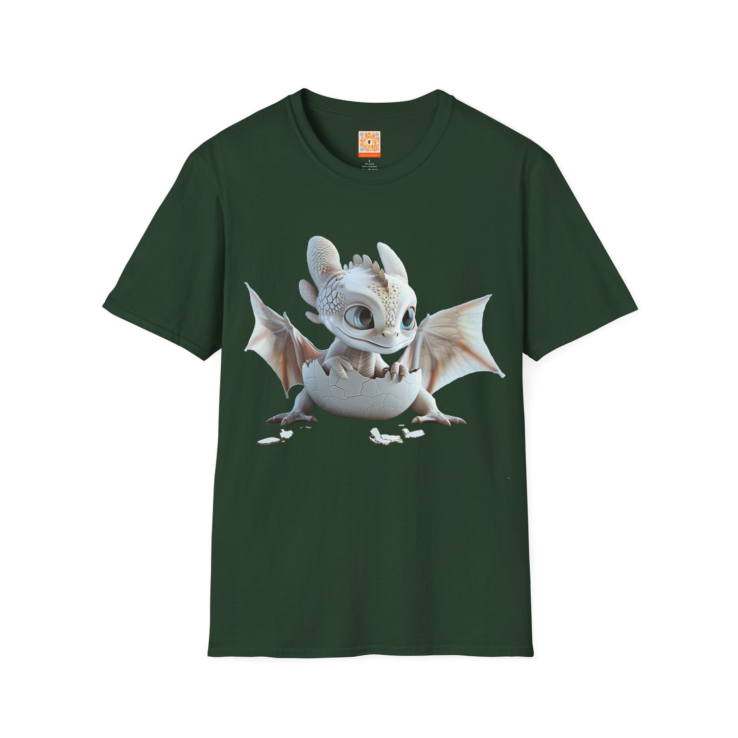 Baby Dragon Hatching from Egg Adult Unisex Softstyle T-Shirt - Teeny Tiny Dragons
