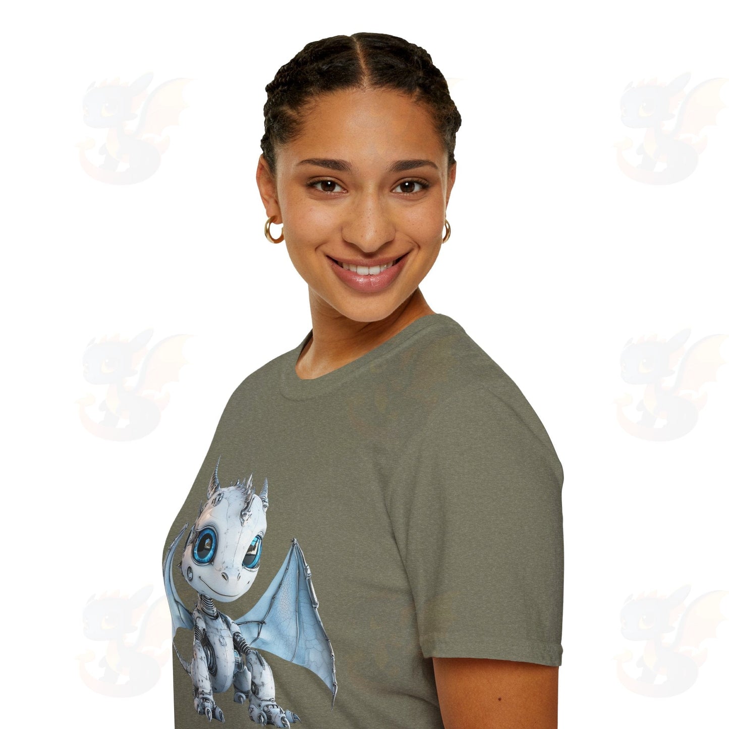 Cute Little Robot Dragon - Adult Robot Dragon Design Unisex Softstyle T-Shirt
