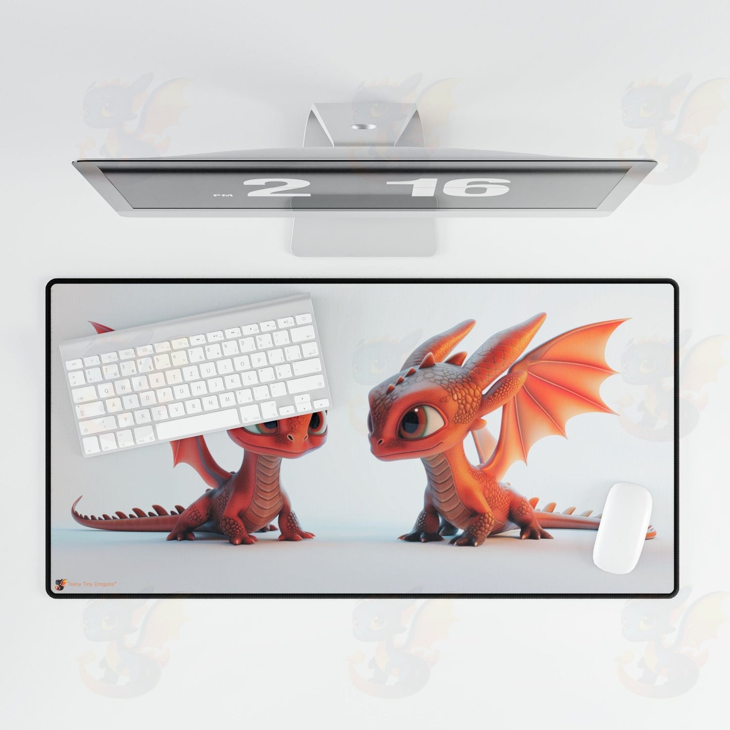 Desk Mats - 2 Baby Red Dragons - Available in 2 sizes