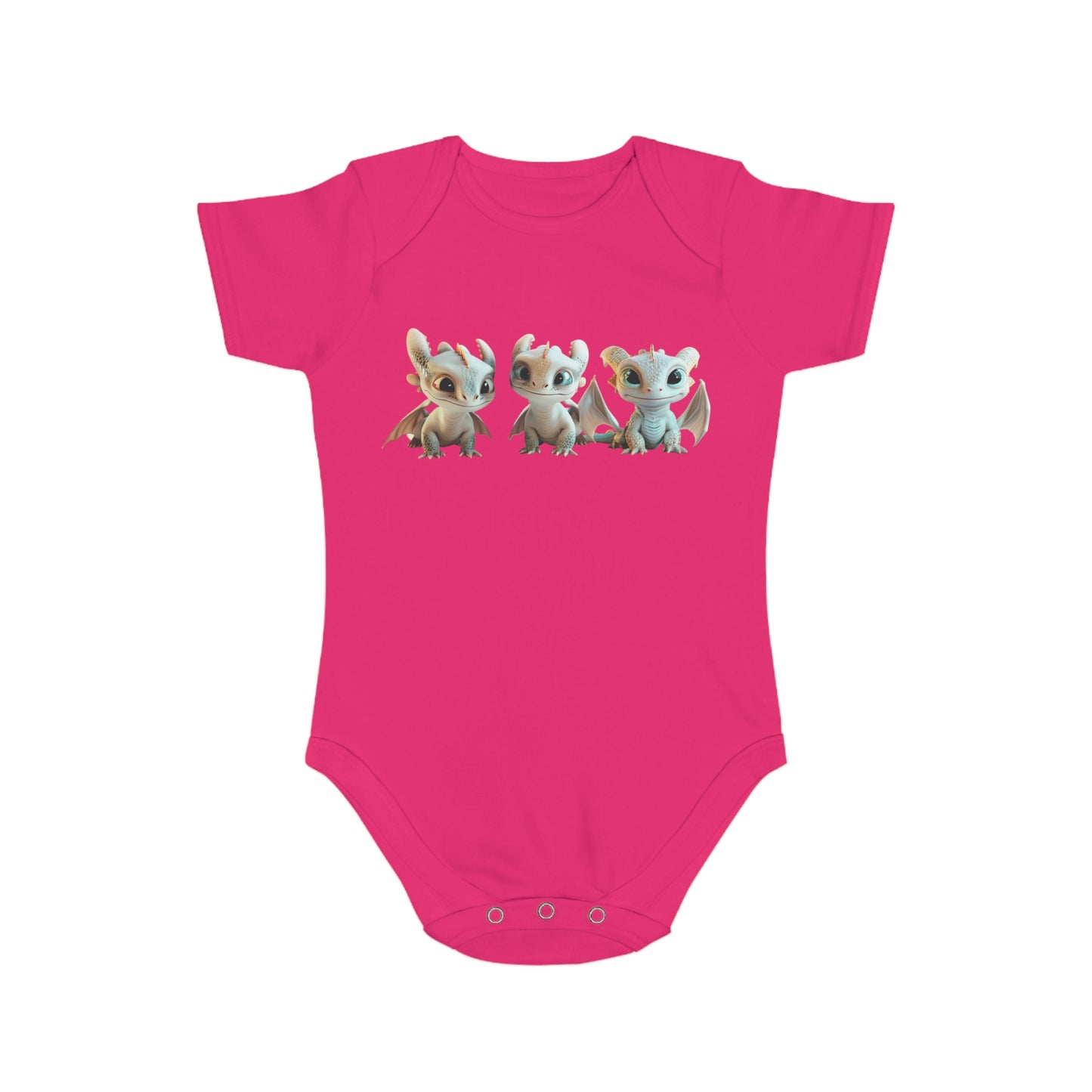 Short Sleeve Baby Bodysuit with 3 Cute Baby Dragons | Teeny Tiny Dragons