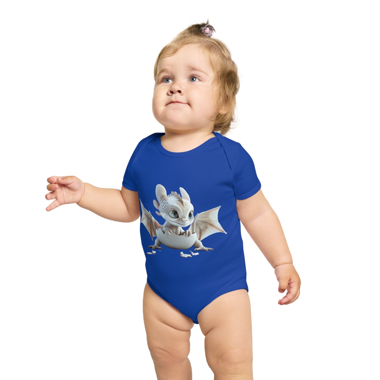 Short Sleeve Baby Bodysuit with an Adorable Baby Dragon