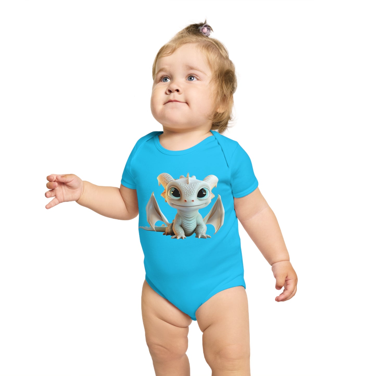 Short Sleeve Baby Bodysuit with Cute Baby Dragon | Teeny Tiny Dragons