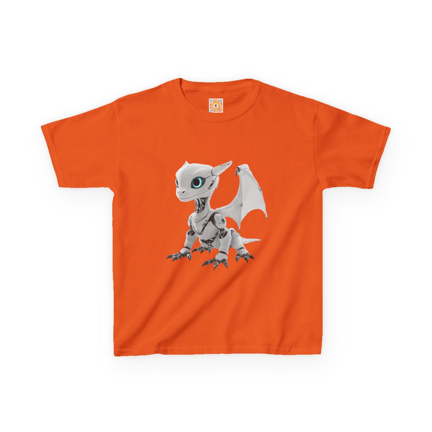 Little White Robot Dragon Kids Heavy Cotton T-Shirt - Teeny Tiny Dragons