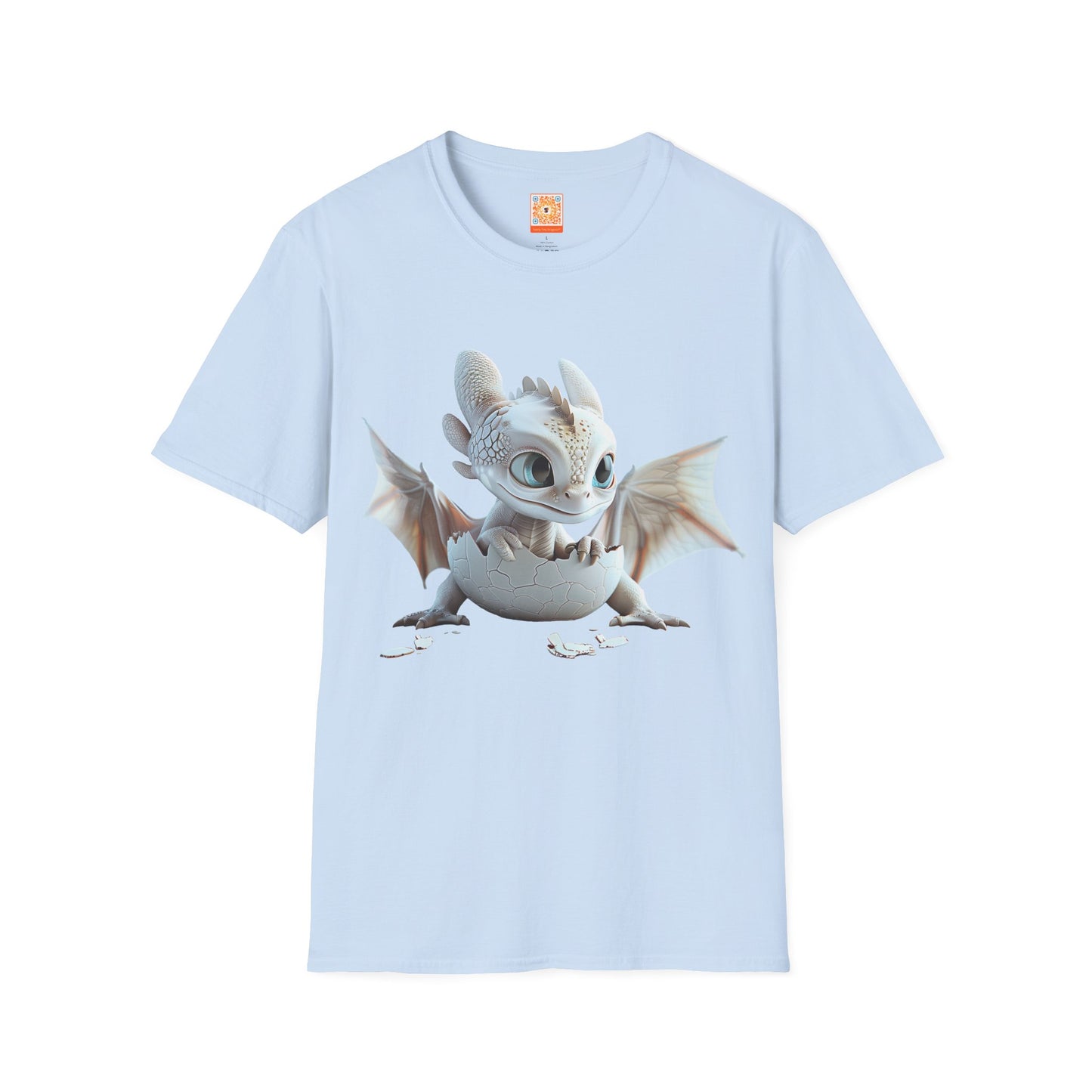 Baby Dragon Hatching from Egg Adult Unisex Softstyle T-Shirt - Teeny Tiny Dragons