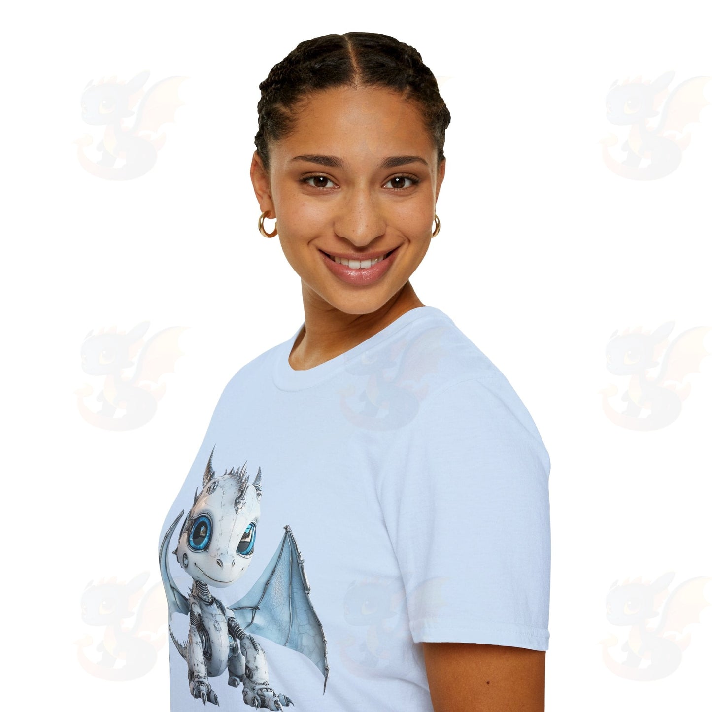 Cute Little Robot Dragon - Adult Robot Dragon Design Unisex Softstyle T-Shirt