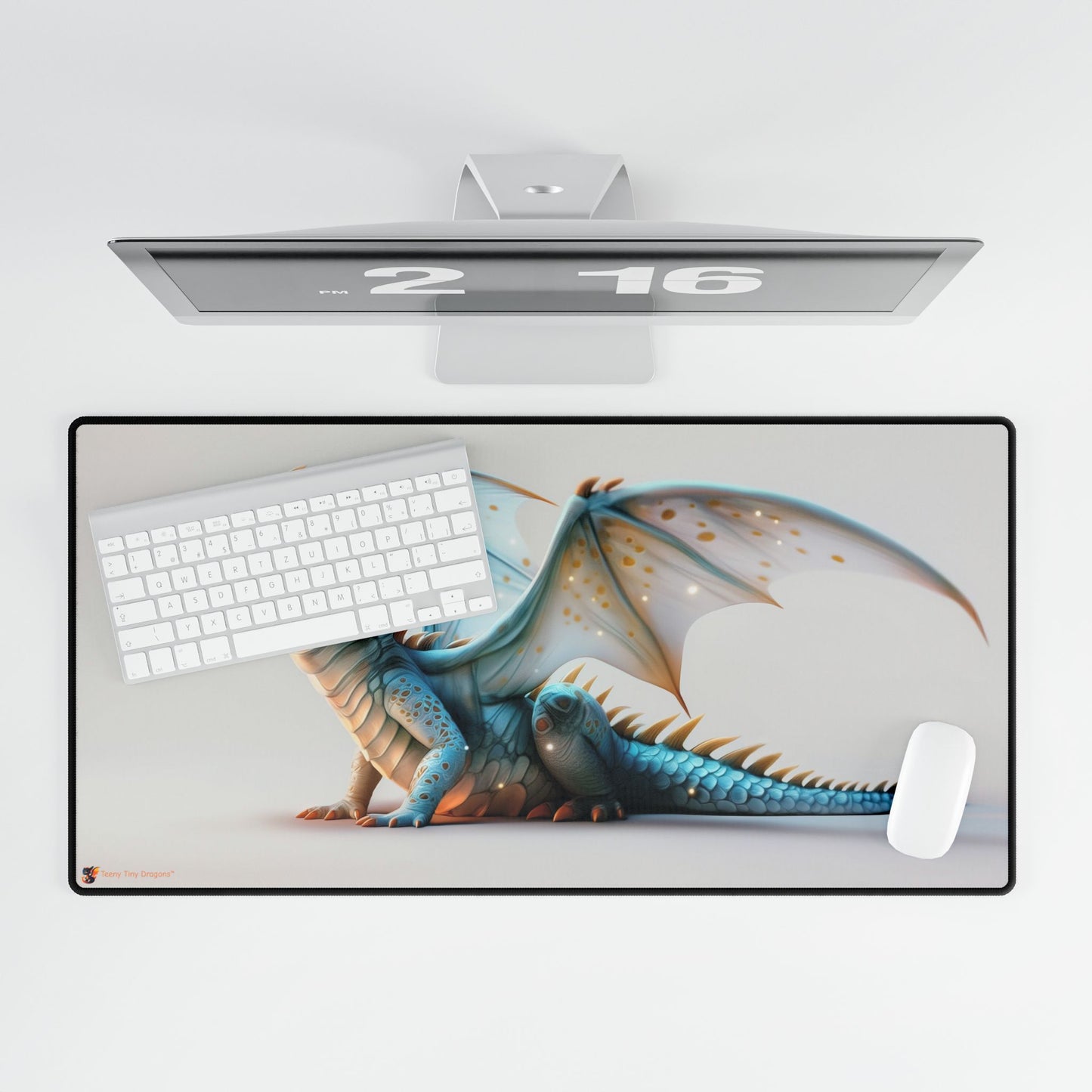 Mythical Blue Dragon Desk Mat - Teeny Tiny Dragons