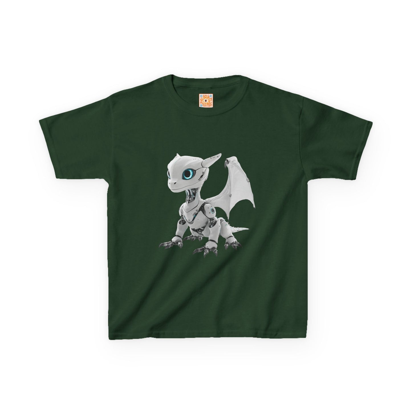 Little White Robot Dragon Kids Heavy Cotton T-Shirt - Teeny Tiny Dragons