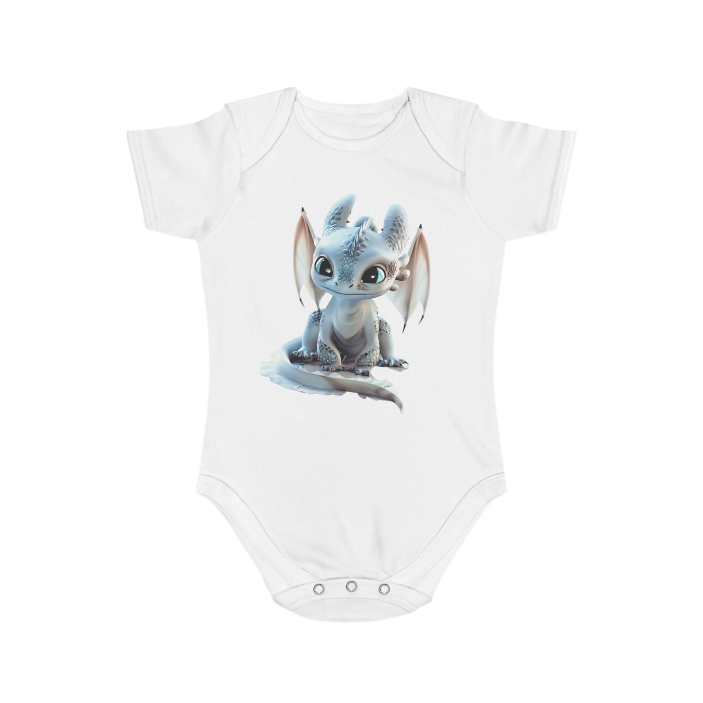 Short Sleeve Baby Bodysuit with an Adorable Baby Dragon