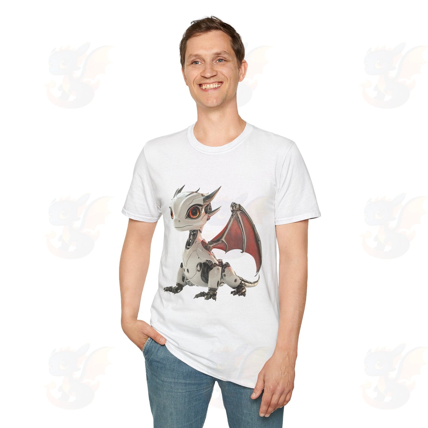 Adult Robot Dragon Design Unisex Softstyle T-Shirt