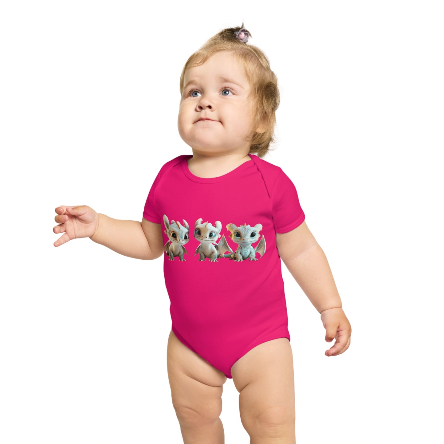 Short Sleeve Baby Bodysuit with 3 Cute Baby Dragons | Teeny Tiny Dragons
