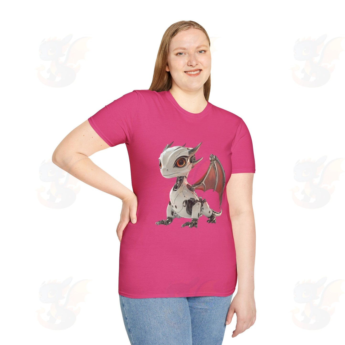 Adult Robot Dragon Design Unisex Softstyle T-Shirt