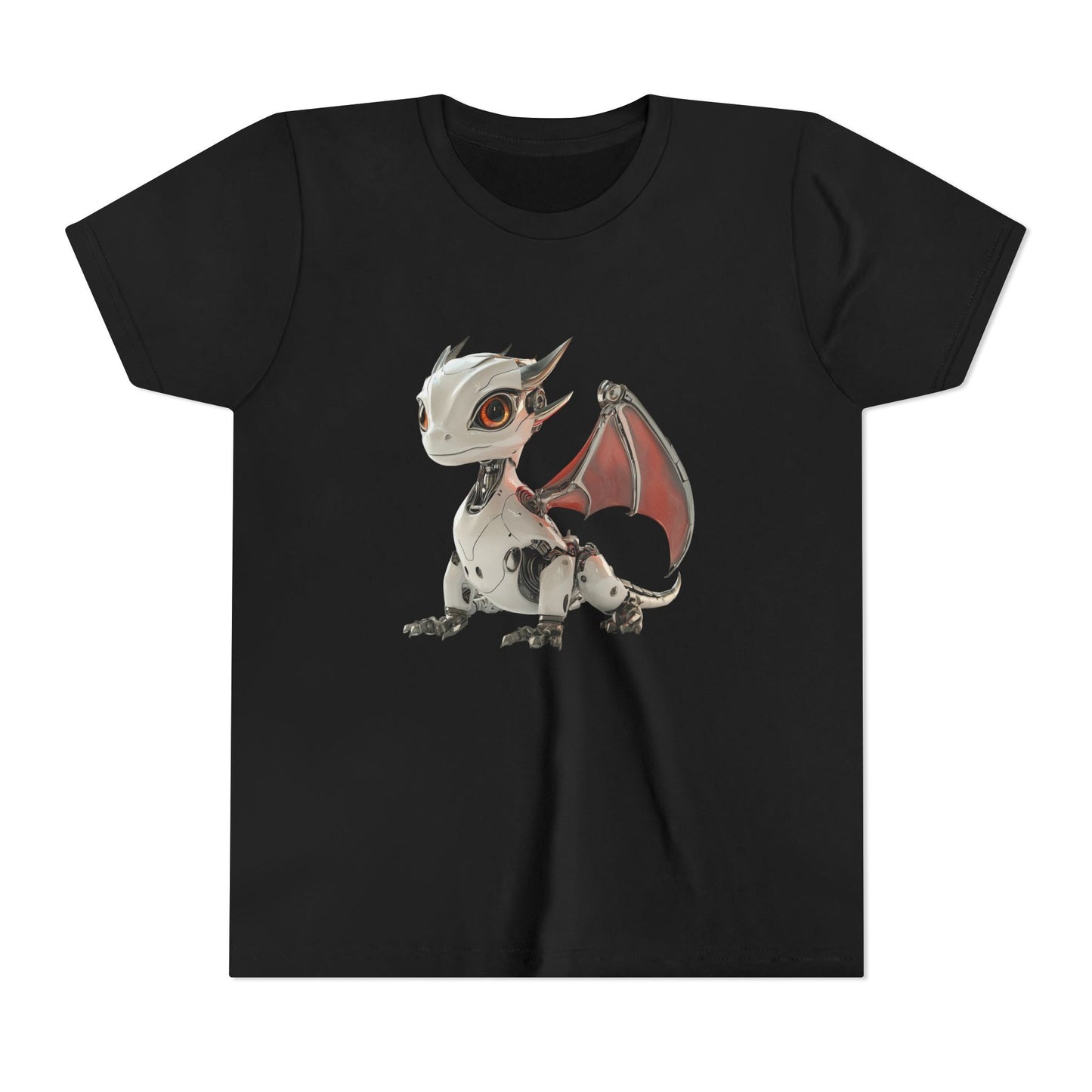 Red Eyed Robot Dragon - Youth Short Sleeve T-Shirt - Teeny Tiny Dragons