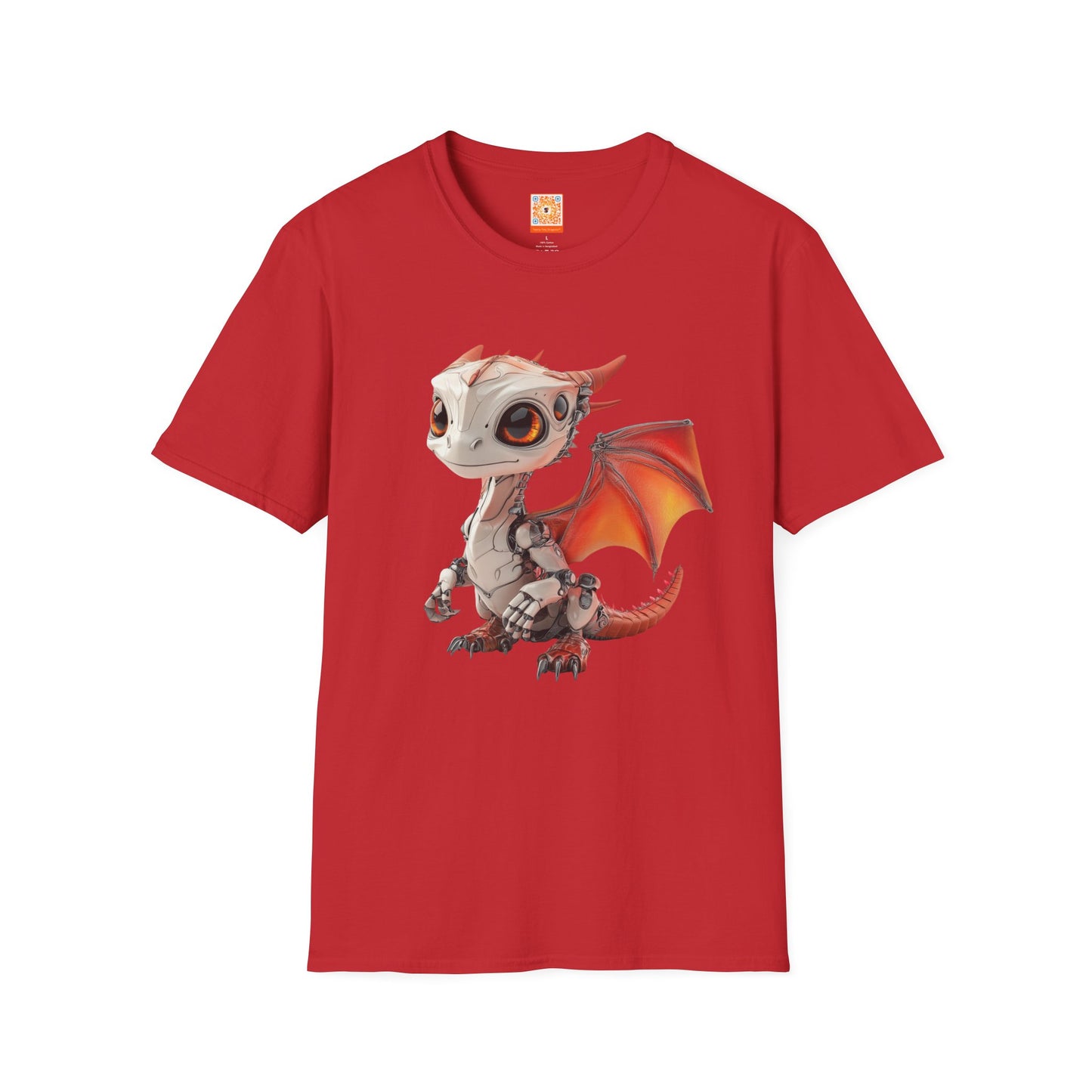Big Eyed Baby Robot Dragon Adult Unisex Softstyle T-Shirt - Teeny Tiny Dragons
