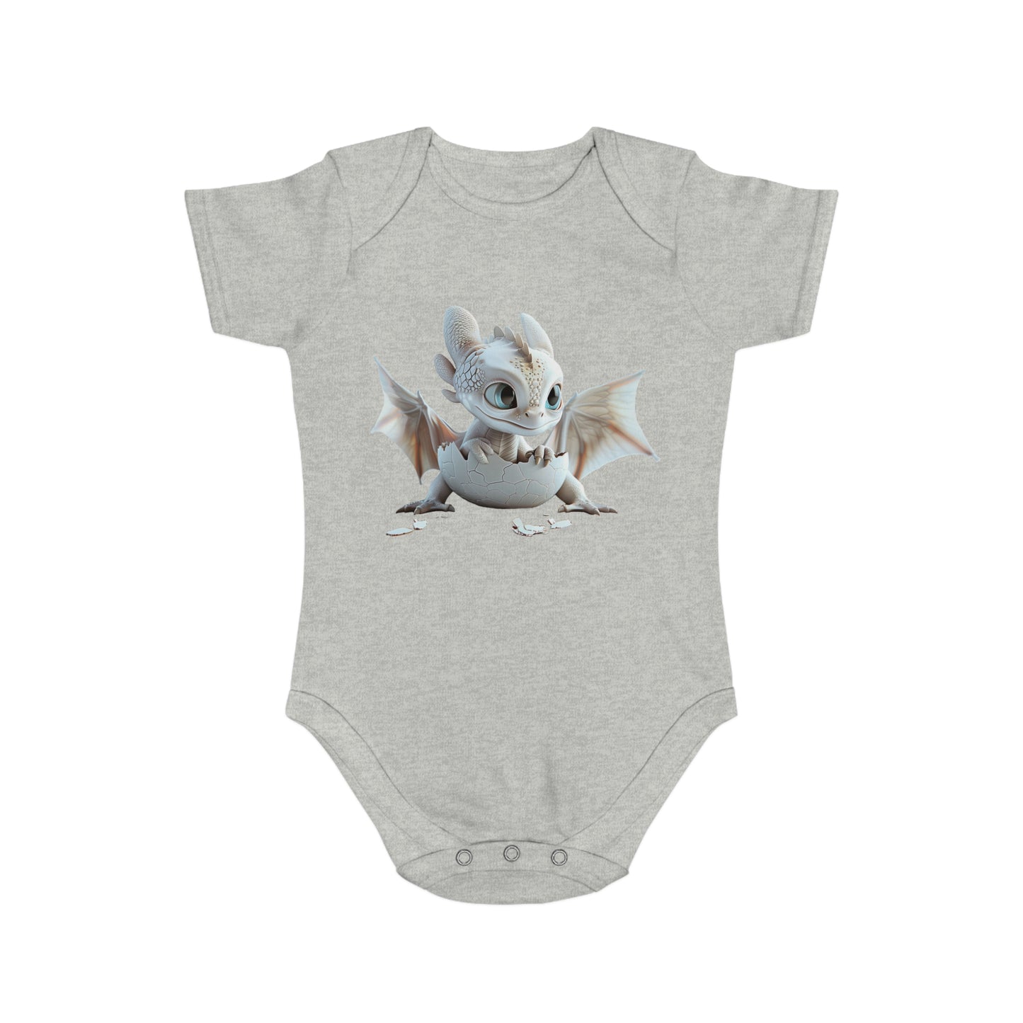 Short Sleeve Baby Bodysuit with an Adorable Baby Dragon