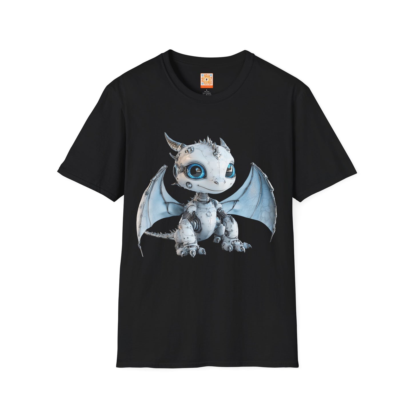 Blue Robot Dragon Adult Unisex Softstyle T-Shirt - Teeny Tiny Dragons