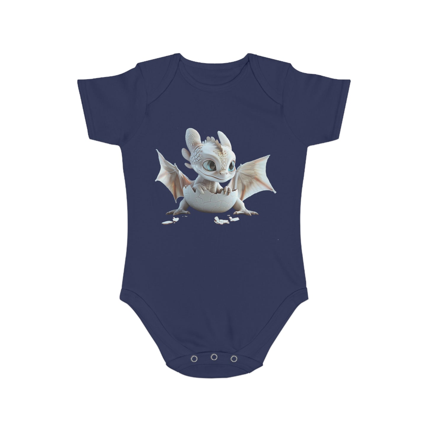 Short Sleeve Baby Bodysuit with an Adorable Baby Dragon