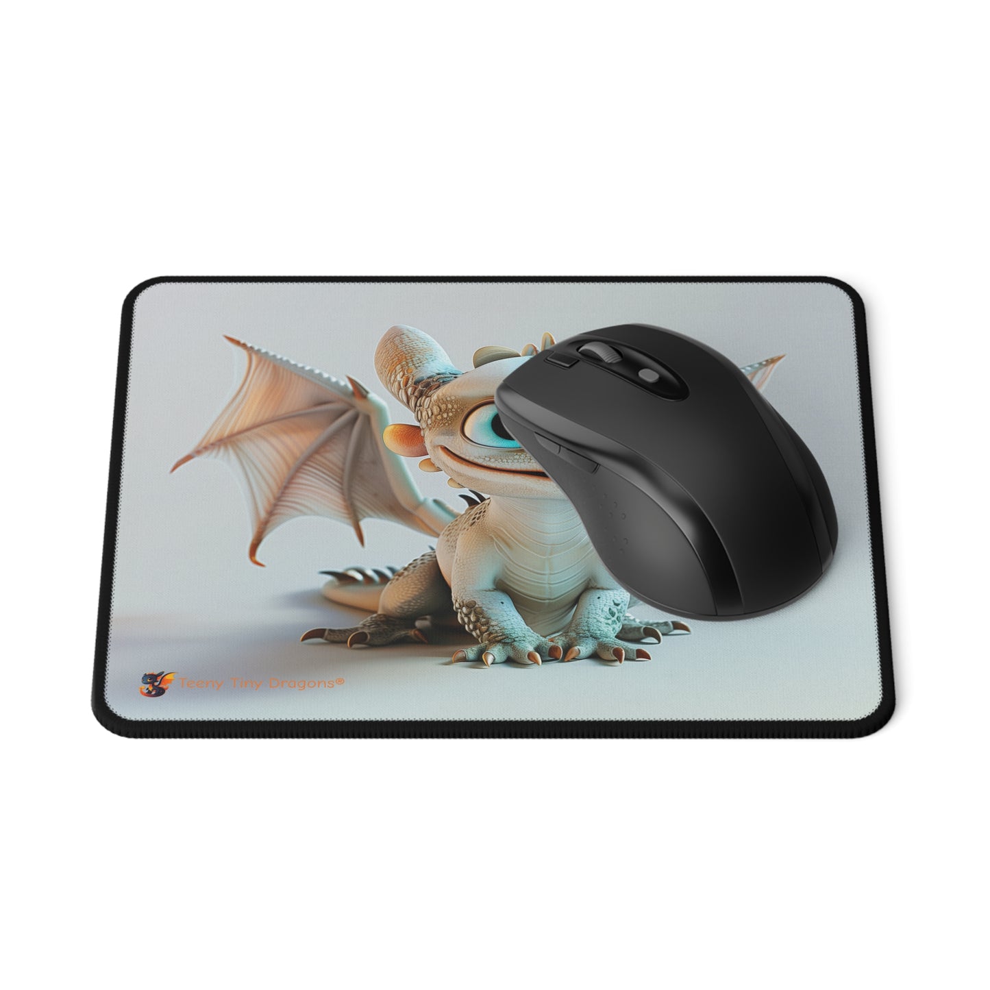 Pale Blue-Eyed Baby Dragon Fantasy Art Mouse Pad - Teeny Tiny Dragons